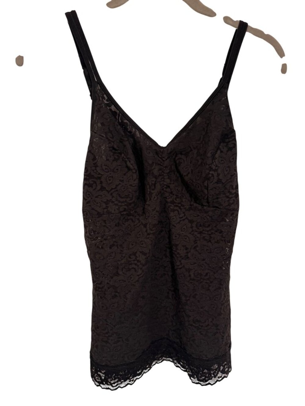 Bali Camisole Tank Black Floral Lace Unlined Cups Womans XL